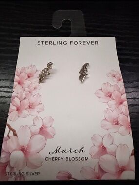 Sterling Forever March Cherry Blossom Sterling Silver Stud Earrings